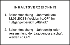 Inhaltsverzeichnis - Amtsblatt Nr. 04 / 2023