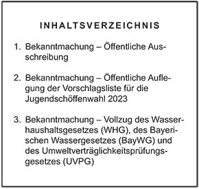 Inhaltsverzeichnis - Amtsblatt Nr. 08 / 2023