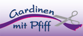 Die Grafik zeigt das Logo Gardinen mit Pfiff